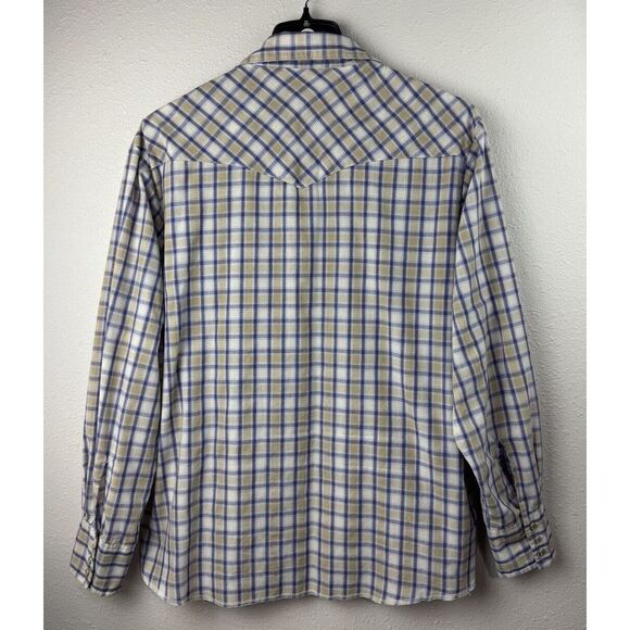 Wrangler XL Purple Brown Plaid Western Long Sleeve Pearl Snap Button Shirt - Picture 2 of 6